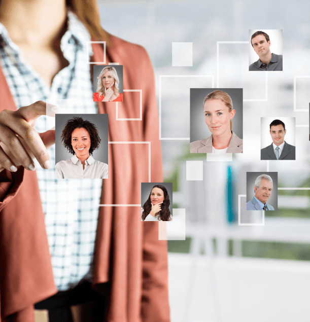 Fotos de rostos de mulheres e homens para seleção